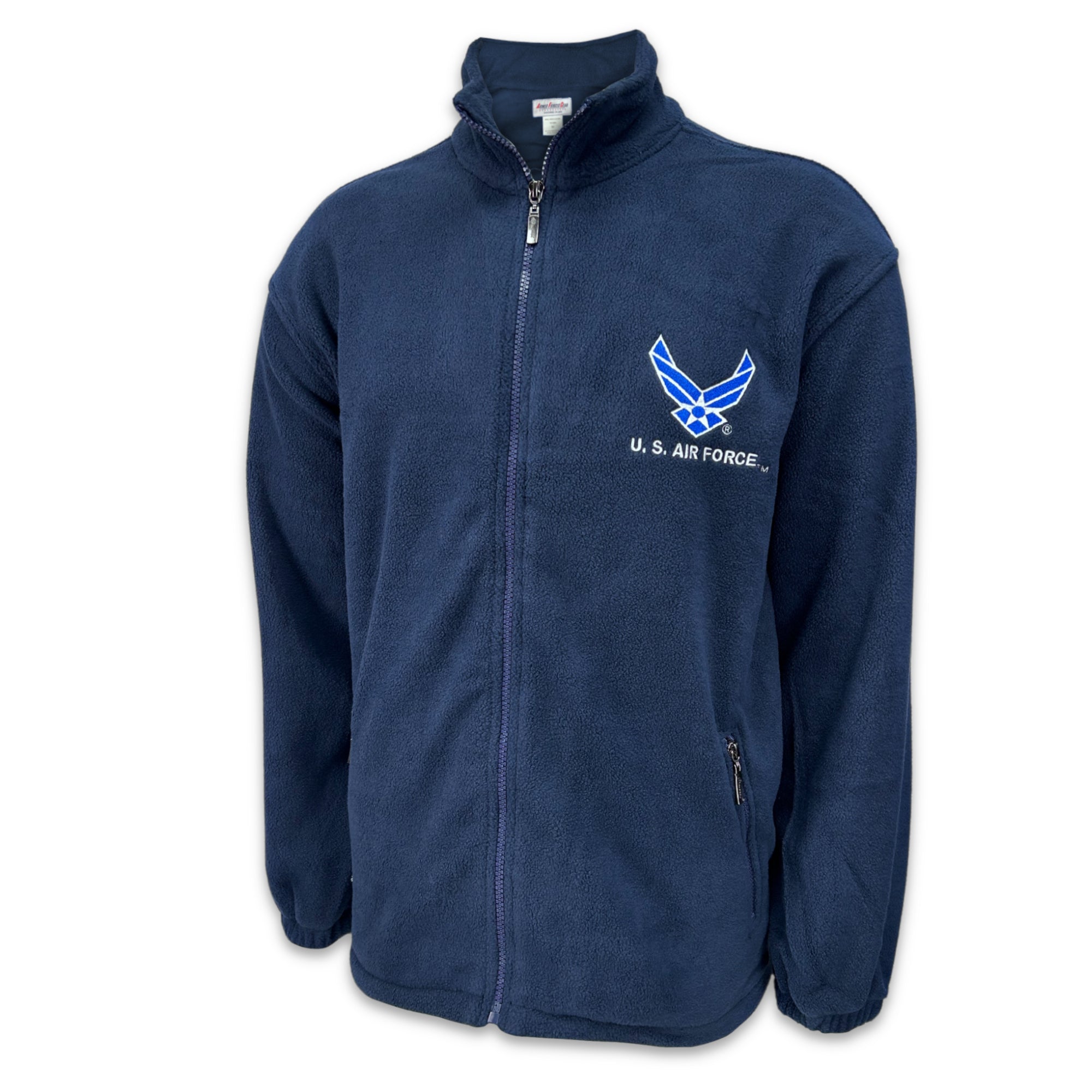 Air Force Wings Solid Full Zip Fleece Jacket (Navy)