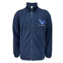 Load image into Gallery viewer, Air Force Wings Solid Full Zip Fleece Jacket (Navy)