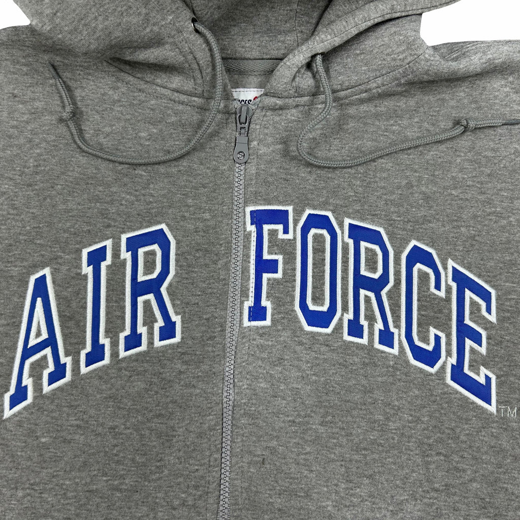 Air Force Embroidered Full Zip Hoodie Sweatshirt (Grey)