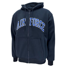 Load image into Gallery viewer, Air Force Embroidered Full Zip Hoodie Sweatshirt (Navy)