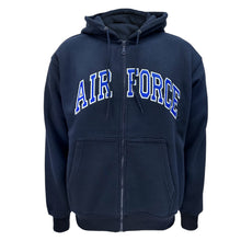 Load image into Gallery viewer, Air Force Embroidered Full Zip Hoodie Sweatshirt (Navy)
