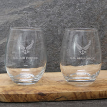 Load image into Gallery viewer, Air Force Wings Set of Two 15oz Stemless Wine Glasses