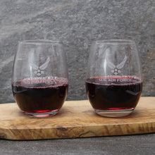 Load image into Gallery viewer, Air Force Wings Set of Two 15oz Stemless Wine Glasses*