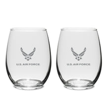 Load image into Gallery viewer, Air Force Wings Set of Two 15oz Stemless Wine Glasses*