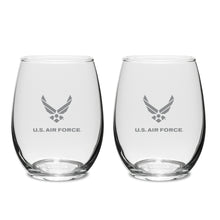 Load image into Gallery viewer, Air Force Wings Set of Two 15oz Stemless Wine Glasses