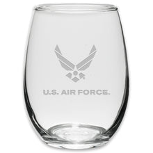Load image into Gallery viewer, Air Force Wings Set of Two 21oz Stemless Wine Glasses (Clear)