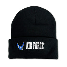 Load image into Gallery viewer, Air Force Wings Emblem Cuffed Knit Beanie (Black)
