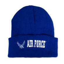 Load image into Gallery viewer, Air Force Wings Emblem Cuffed Knit Beanie (Royal)