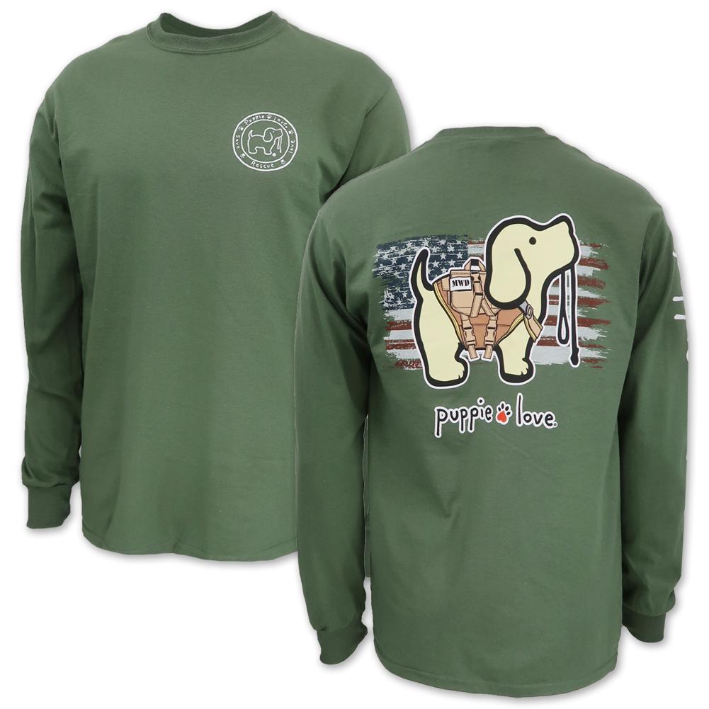 Military Working Pup Puppie Love Long Sleeve T-Shirt (OD Green)