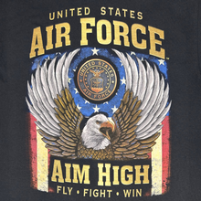 Load image into Gallery viewer, Air Force Gold Eagle Aim High T-Shirt (Black)