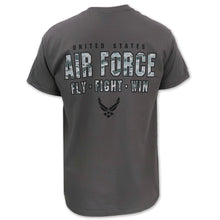 Load image into Gallery viewer, United States Air Force Fly Fight Win Camo T-Shirt (Charcoal)