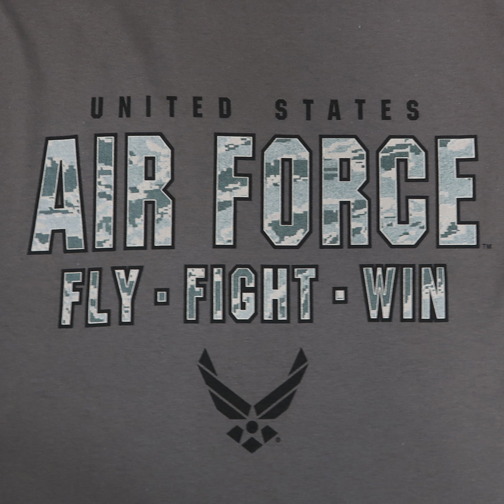 United States Air Force Fly Fight Win Camo T-Shirt (Charcoal)