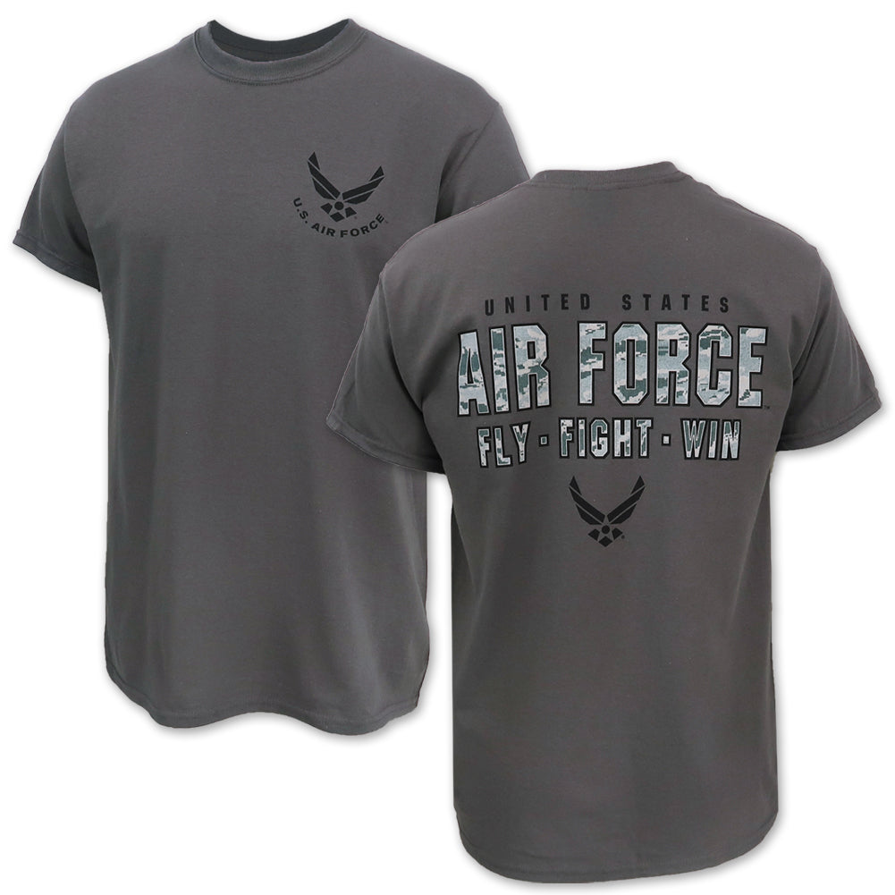 United States Air Force Fly Fight Win Camo T-Shirt (Charcoal)