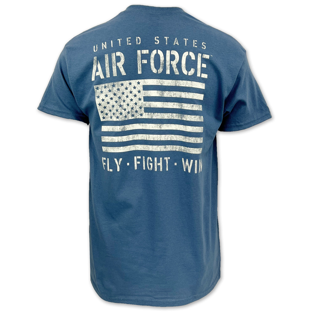 Air Force Distressed Flag T-Shirt (Indigo)