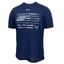 Load image into Gallery viewer, United States Air Force Under Armour Camo Flag Tech T-Shirt (Navy)