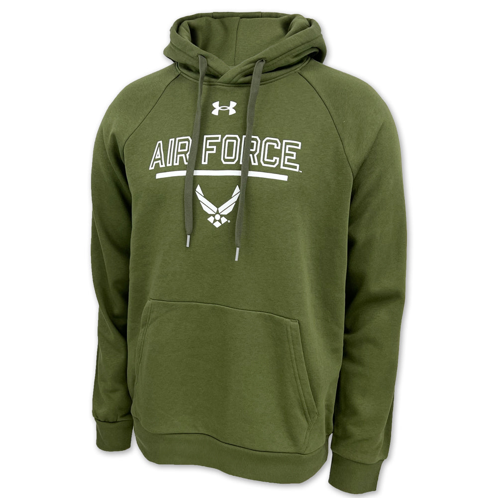 U.S. Air Force Wings Under Armour All Day Fleece Hood (OD Green)