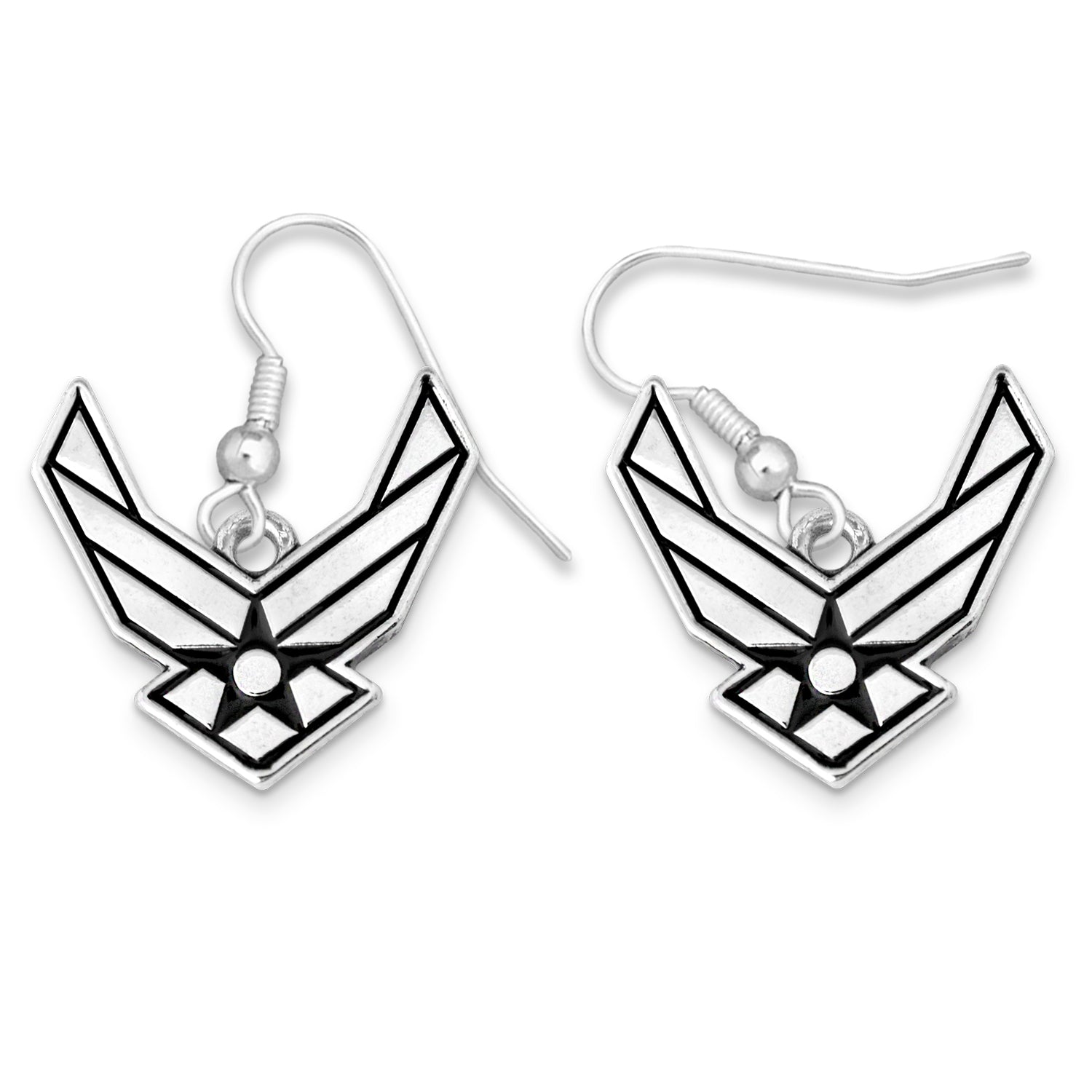 Air Force Wings Heart of A Hero Earrings (Silver)