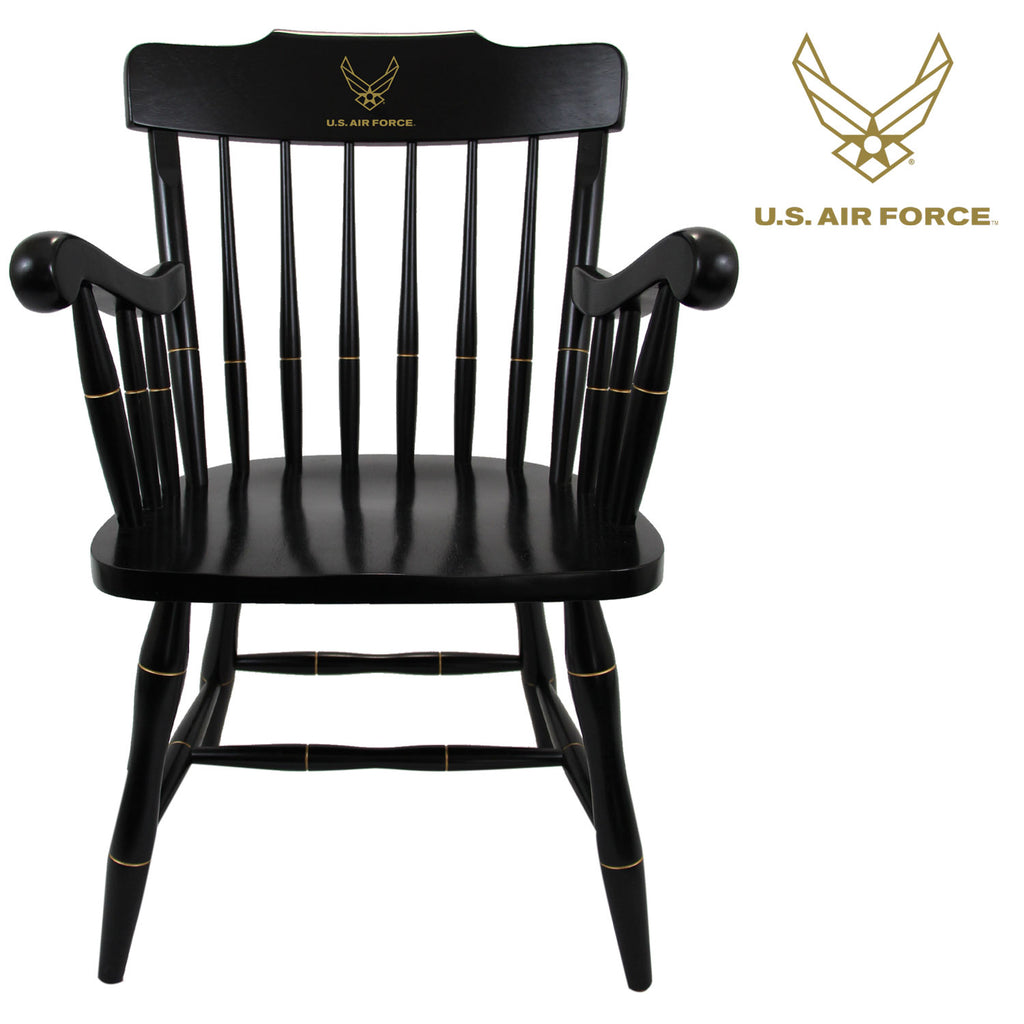 Air Force Wings Wooden Captain Chair (All Black)