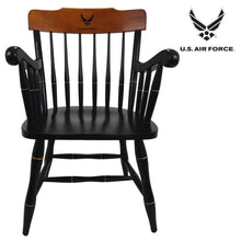 Load image into Gallery viewer, Air Force Wings Wooden Captain Chair (Black with Cherry Crown)*