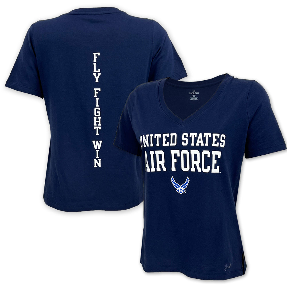 United States Air Force Ladies Under Armour Performance Cotton T-Shirt (Navy)
