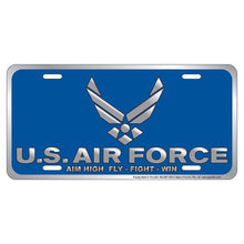 Load image into Gallery viewer, Air Force Aim High Fly Fight Win License Plate