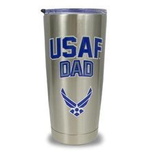 Load image into Gallery viewer, AIR FORCE DAD STAINLESS STEEL TUMBLER (SILVER)