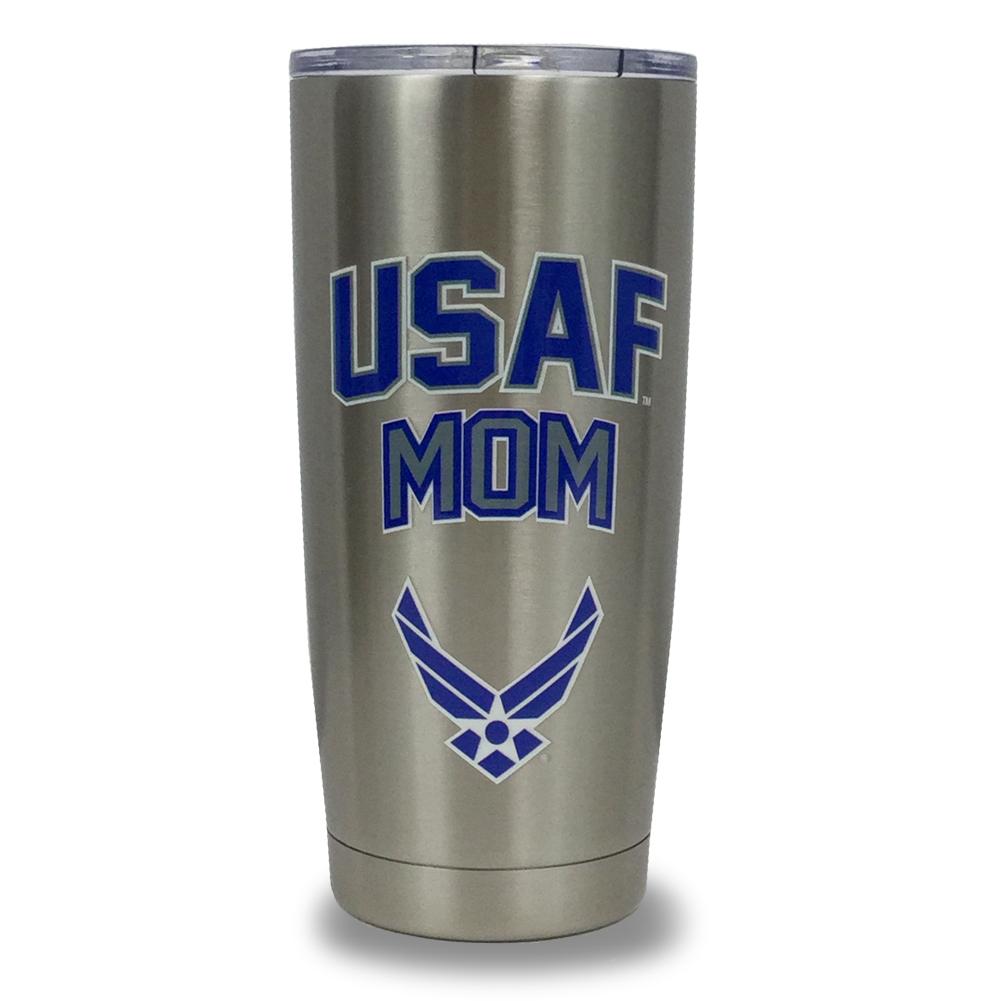 AIR FORCE MOM STAINLESS STEEL TUMBLER (SILVER)
