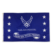 Load image into Gallery viewer, AIR FORCE SERVED WITH PRIDE FLAG (3&#39;X5&#39;) 1