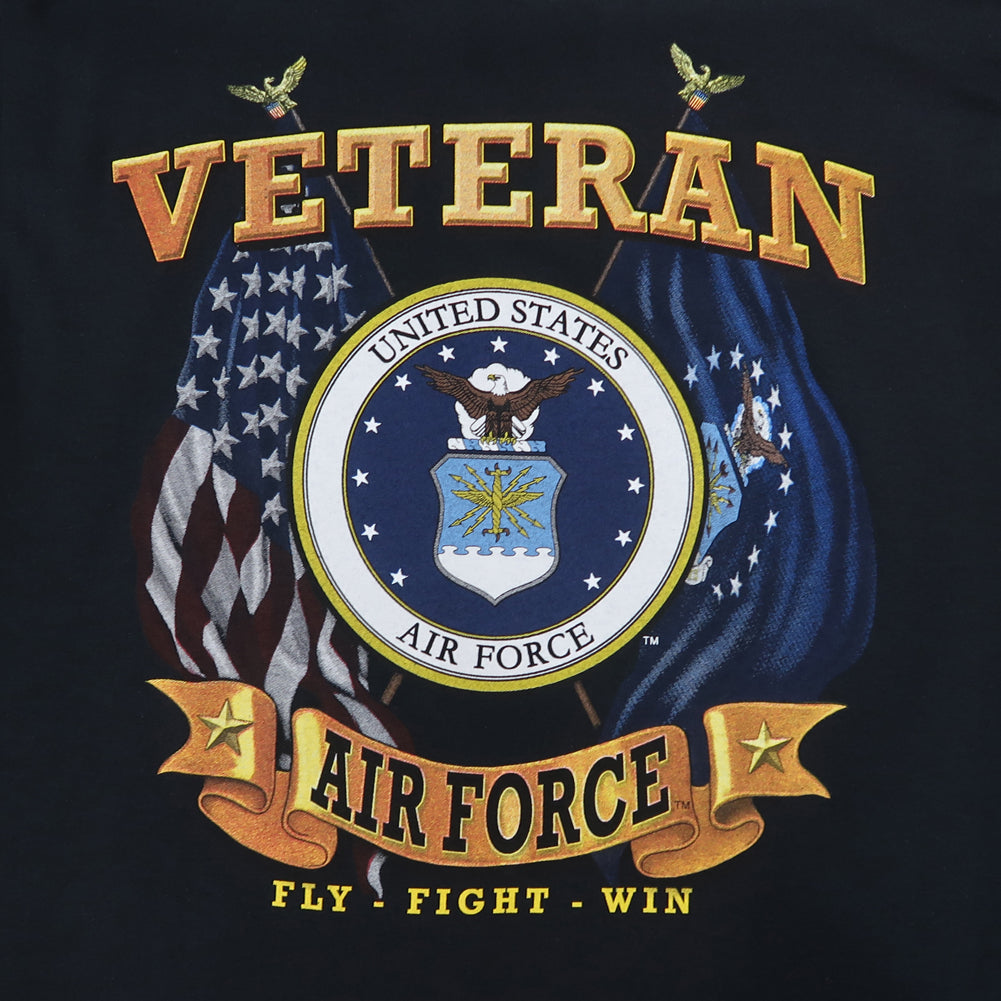 Air Force Veteran Seal Flags T-Shirt (Black)