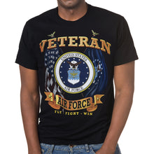 Load image into Gallery viewer, Air Force Veteran Seal Flags T-Shirt (Black)