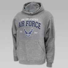Load image into Gallery viewer, AIR FORCE WINGS EST. 1947 HOOD (GREY)