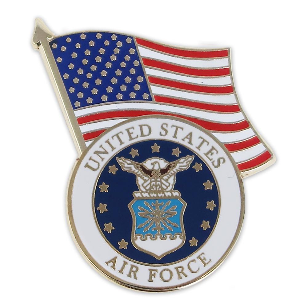 UNITED STATES AIR FORCE SEAL/USA FLAG LAPEL PIN