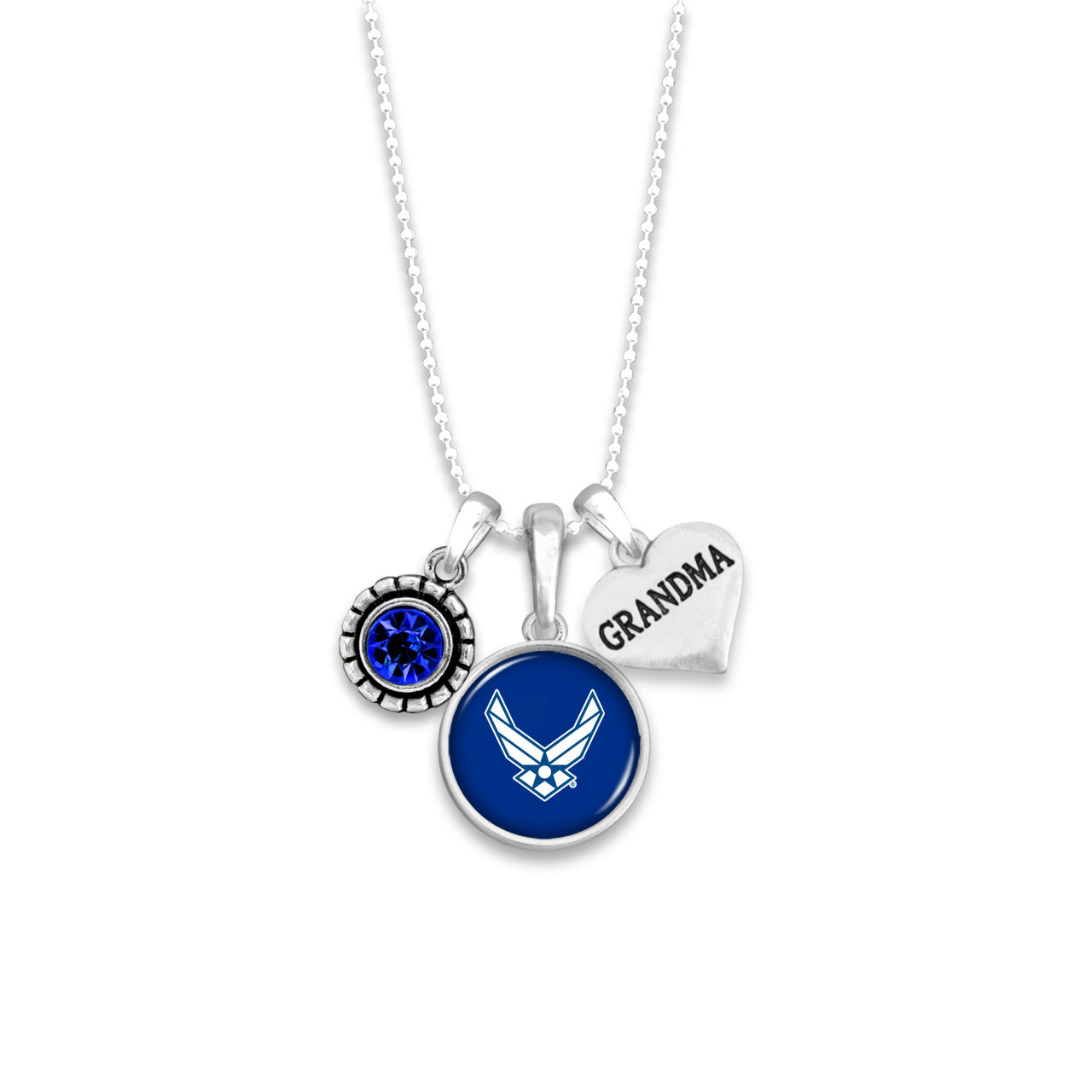 U.S. Air Force Wings Triple Charm Grandma Necklace
